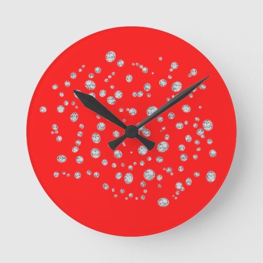 Leuchtstoff rote KristallWanduhr Runde Wanduhr (Vorderseite)