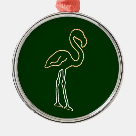 Leuchtstoffflamingo Silbernes Ornament (Vorne)