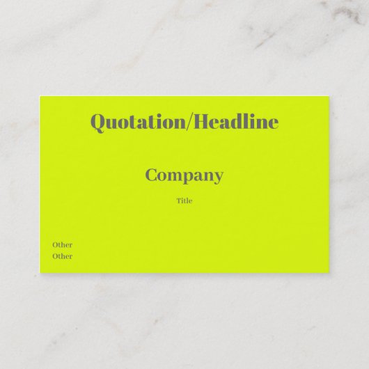Leuchtstoffgelbe, fette Firmenkarte Visitenkarte (Rückseite)