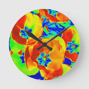 Leuchtstofftulips Runde Wanduhr