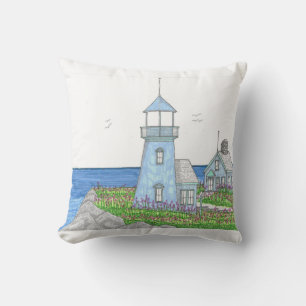 Leuchtturm 10; Außenkissen; hellblau Kissen