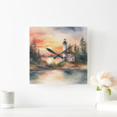 Leuchtturm - 2 quadratische wanduhr (Zuhause)