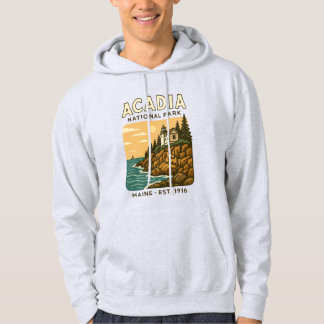 Leuchtturm Acadia Vintage Maine Nationalpark Hoodie
