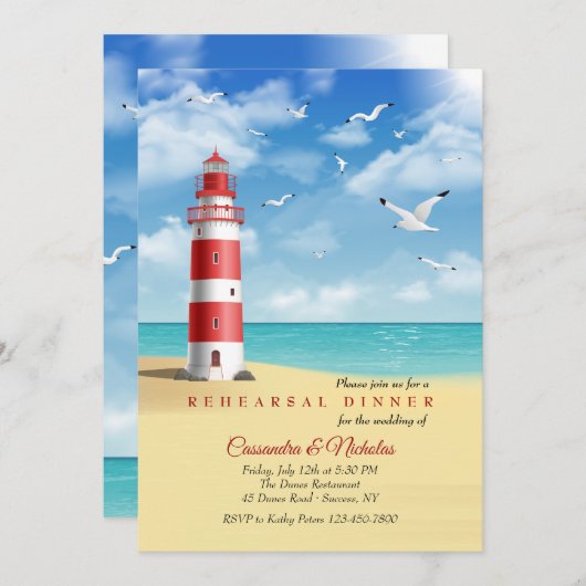 Leuchtturm am Abend der Sea Probe Einladung (Vorne/Hinten)