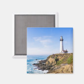 Leuchtturm am Hang Blau Himmel Weißer Haus Ozean Magnet (Vorderseite/Rückseite)