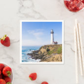 Leuchtturm am Hang Blau Himmel Weißer Haus Ozean Serviette (Beispiel)