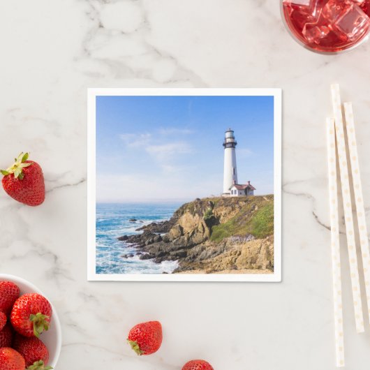Leuchtturm am Hang Blau Himmel Weißer Haus Ozean Serviette (Beispiel)