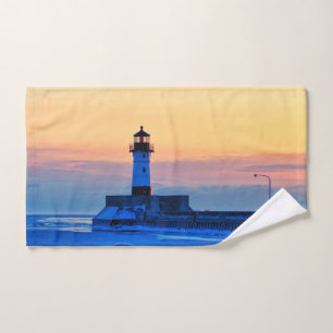 Leuchtturm am Lake Superior Sunrise Handtuch