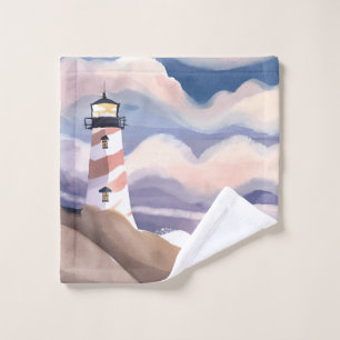 Leuchtturm am Meer Aquarell-Ozean-Malerei Waschlappen