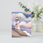 Leuchtturm am Meer | Aquarellmalerei Postkarte (Stehend Vorderseite)