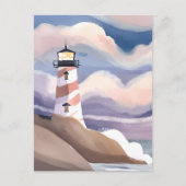 Leuchtturm am Meer | Aquarellmalerei Postkarte (Vorderseite)