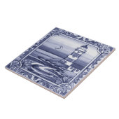 Leuchtturm am Meer Blau und Weiß Fliese (Seite)