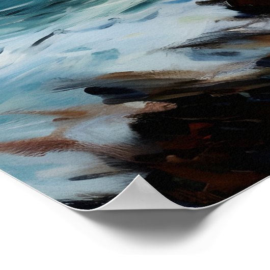 Leuchtturm am Meer - Französischer Impressionismus Poster (Ecke)