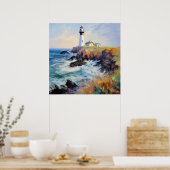 Leuchtturm am Meer - Französischer Impressionismus Poster (Küche)