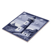 Leuchtturm am Meer in Blau und Weiß Fliese (Seite)