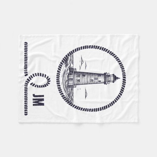 Leuchtturm am Meer in Rundseilrahmen Fleecedecke (Vorderseite (Horizontal))