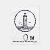 Leuchtturm am Meer in Rundseilrahmen Fleecedecke (Vorderseite)