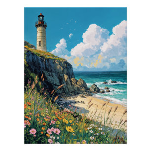 Leuchtturm am Meer Poster