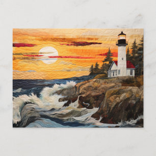 Leuchtturm am Meer Quilt Style Postkarte