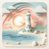 Leuchtturm am Meer Rechteckiger Pappuntersetzer (Vorderseite)