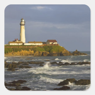 Leuchtturm am Pigeon Point State Beach in San 2 Quadratischer Aufkleber