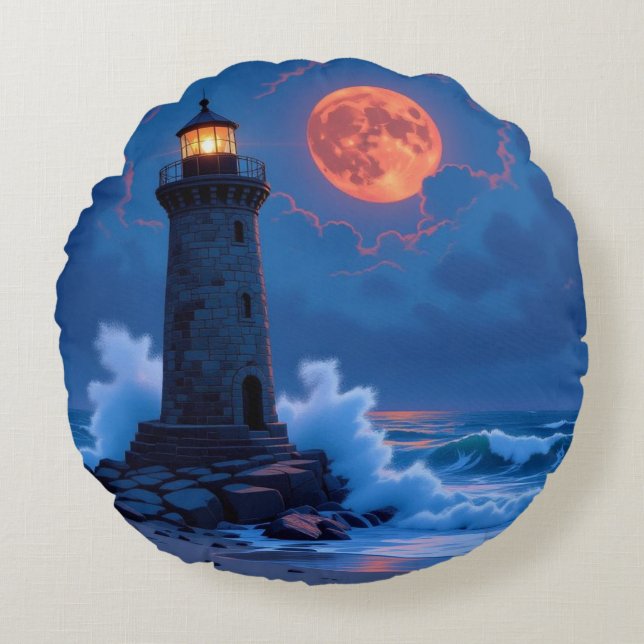 Leuchtturm am Rande der Welt Rundes Kissen (Vorderseite)