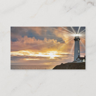 Leuchtturm am Sonnenuntergang Visitenkarte
