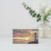 Leuchtturm am Sonnenuntergang Visitenkarte (Stehend Vorderseite)