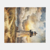 Leuchtturm am Strand Fleecedecke (Vorderseite (Horizontal))