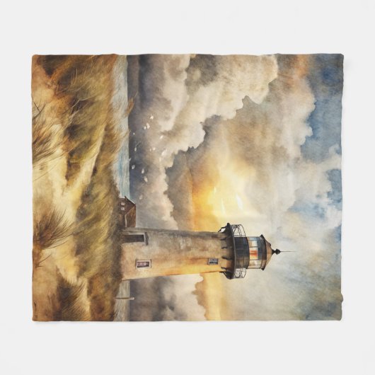 Leuchtturm am Strand Fleecedecke (Vorderseite (Horizontal))
