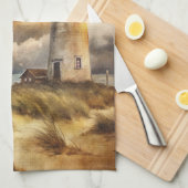 Leuchtturm am Strand Geschirrtuch (Viertel Falte)