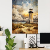 Leuchtturm am Strand Poster (Heimbüro)