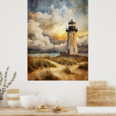 Leuchtturm am Strand Poster (Küche)