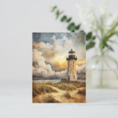 Leuchtturm am Strand Postkarte (Stehend Vorderseite)