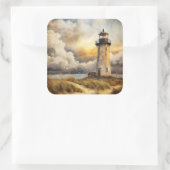 Leuchtturm am Strand Quadratischer Aufkleber (Tasche)