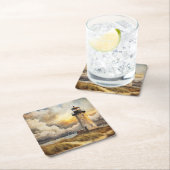 Leuchtturm am Strand Rechteckiger Pappuntersetzer (Vor Ort)