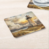 Leuchtturm am Strand Rechteckiger Pappuntersetzer (angewinkelt)