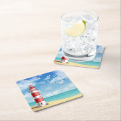 Leuchtturm am Strand Rechteckiger Pappuntersetzer (Vor Ort)