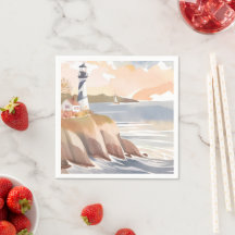 Leuchtturm an der Küste | Aquarellmeer