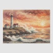 Leuchtturm an der Küste bei Sunset - Decoupage - Seidenpapier (Vorderseite)