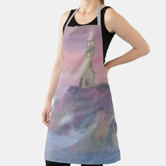 Leuchtturm an der Küste mit rosa Himmel Schürze (InSitu)