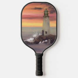 Leuchtturm an der Küste mit rosa und orangefarbene Pickleball Schläger