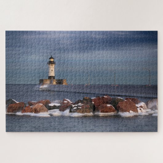 Leuchtturm an einem frostigen Morgen Duluth Minnes Puzzle (Horizontal)
