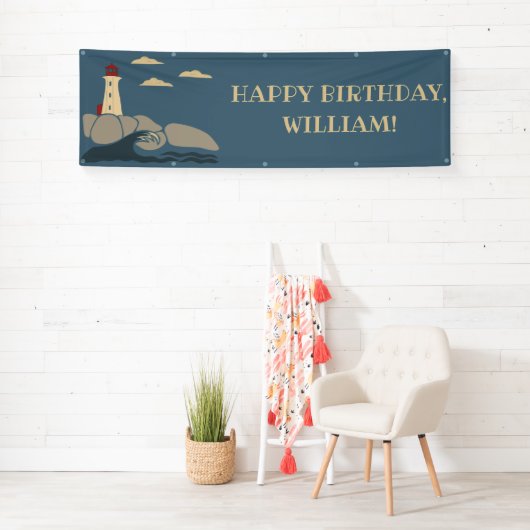 Leuchtturm an einer felsigen Küste Banner (Insitu)