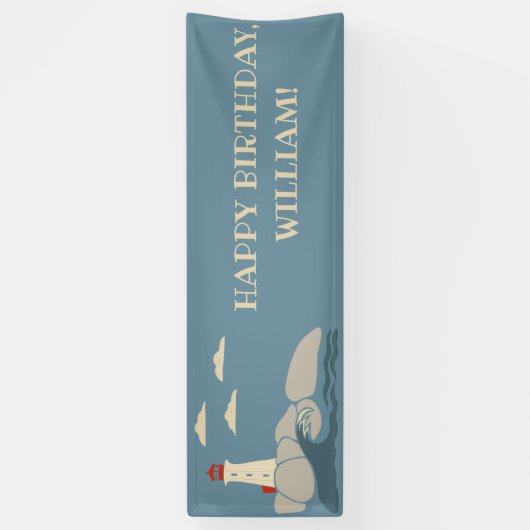 Leuchtturm an einer felsigen Küste Banner (Vertikal)