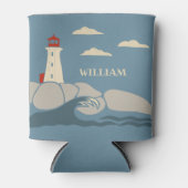 Leuchtturm an einer felsigen Küste Dosenkühler (Vorderseite)