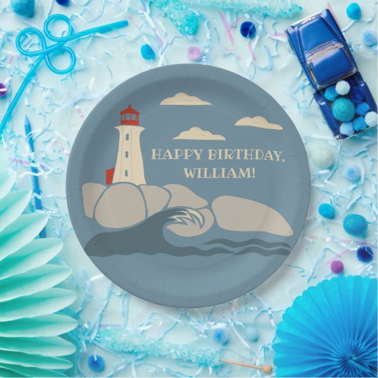 Leuchtturm an einer felsigen Küste Pappteller (Party)