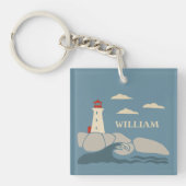 Leuchtturm an einer felsigen Küste Schlüsselanhänger (Vorderseite)