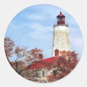 Leuchtturm an Sandy-Haken Runder Aufkleber
