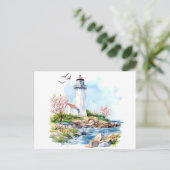 Leuchtturm Aquarell Postkarte (Stehend Vorderseite)